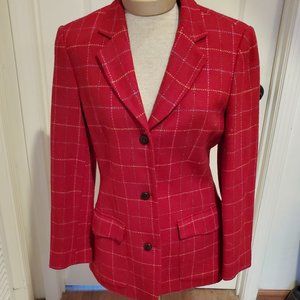 Red plaid Orvis wool blazer